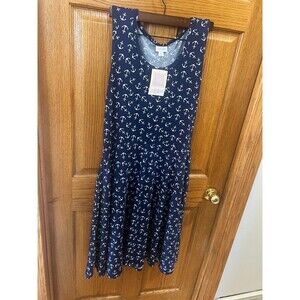 NWT 2X 2XL Blue Anchor Nautical Sailing Jersey Knit NICKI Dress Pockets LULAROE